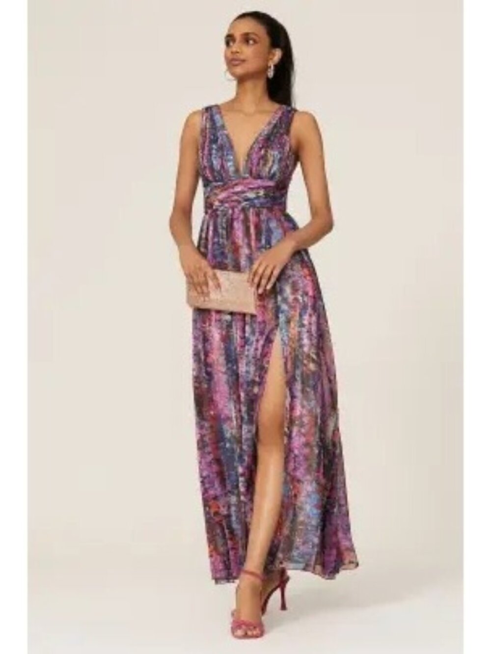R-8. Aidan Mattox Watercolor Chiffon Gown